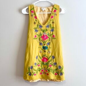 Umgee Embroidered Floral Tunic Shift Dress